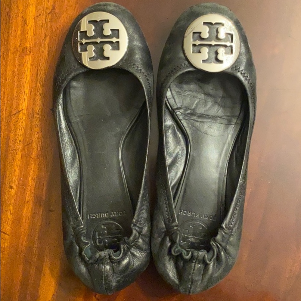 Reva black with silver Tory Burch logo